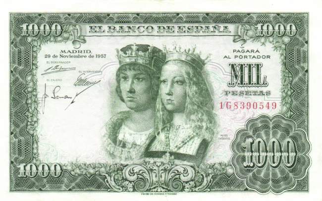 1000 Pesetas 29.11.1957
